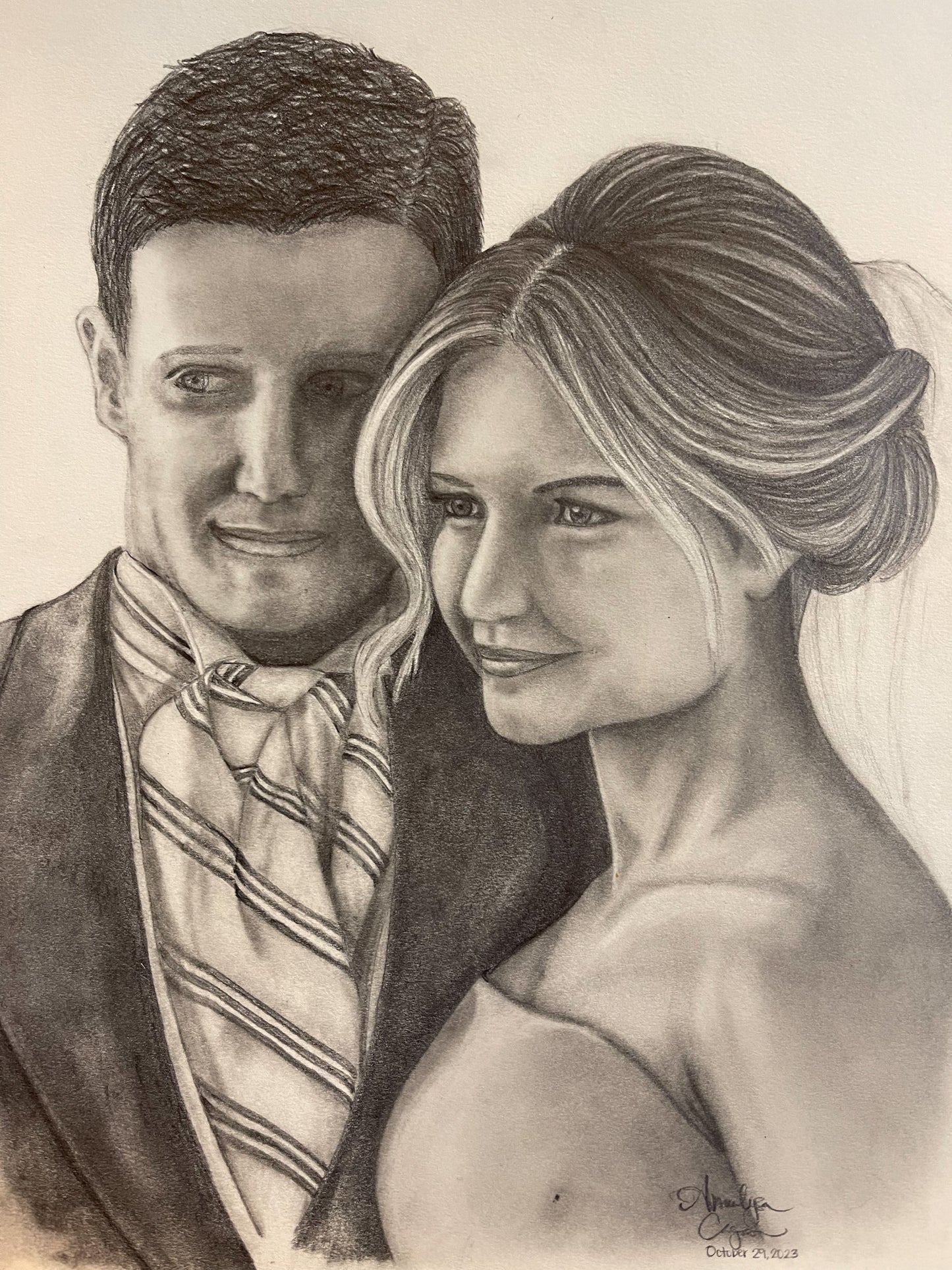 custom hand drawn pencil portrait | two people