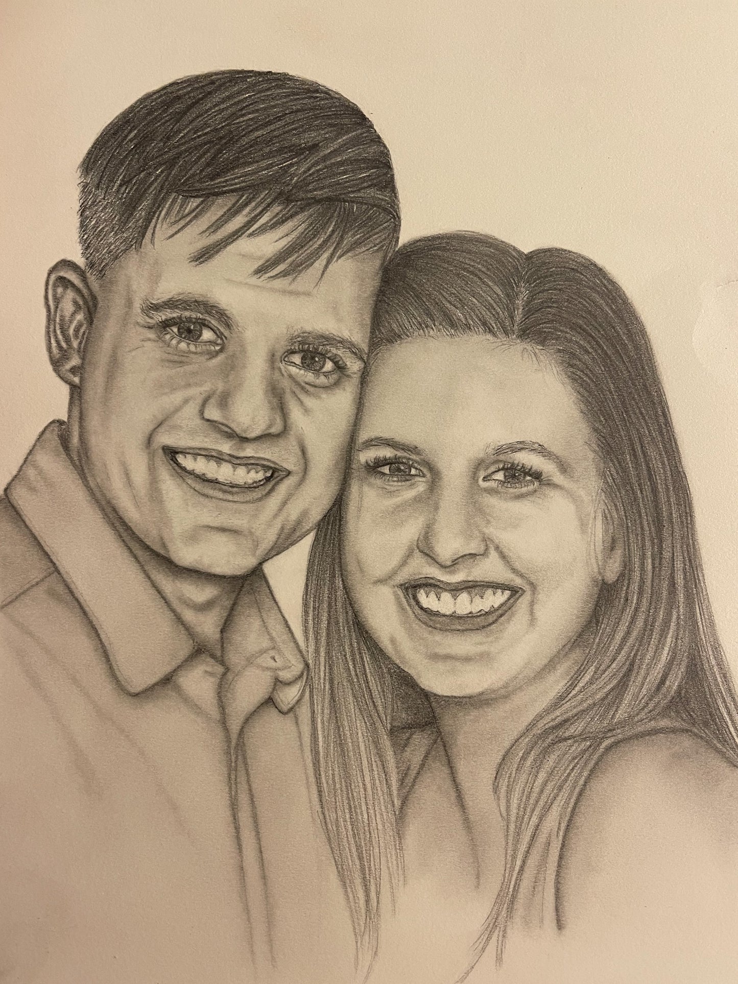 custom hand drawn pencil portrait | two people