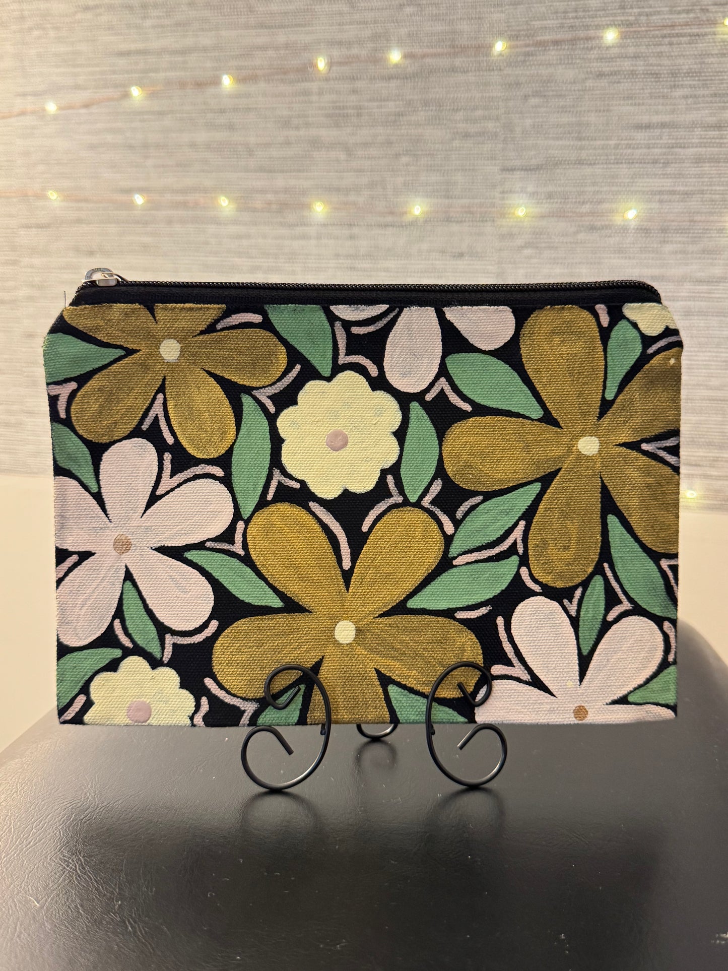 Blooms on Black | large zip bag